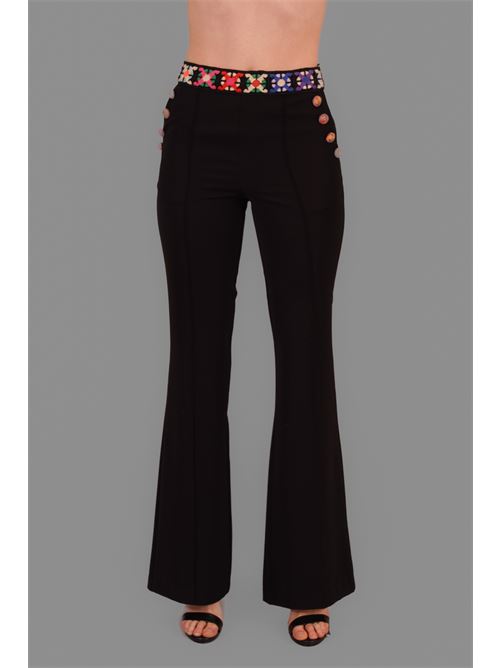 Pantalone in cady a zampa twins fantasy | T4518PBLACK